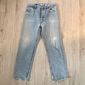Re/Done Blue Straight Leg Distressed Jeans